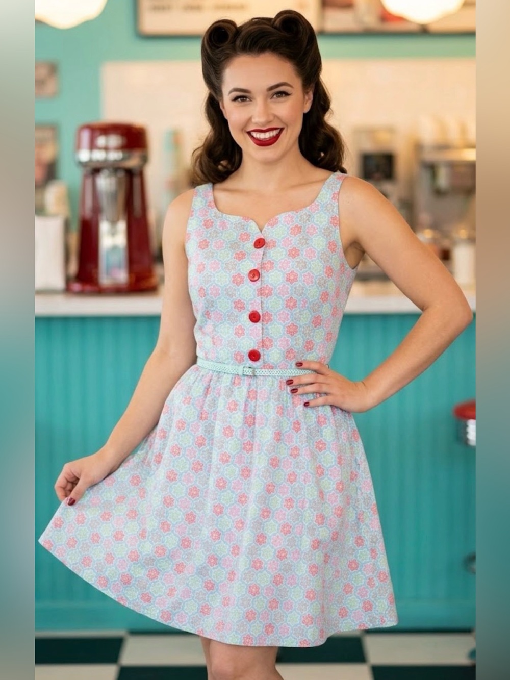 RETROLICIOUS Snowflake Sleeveless Sweetheart Midi Dress